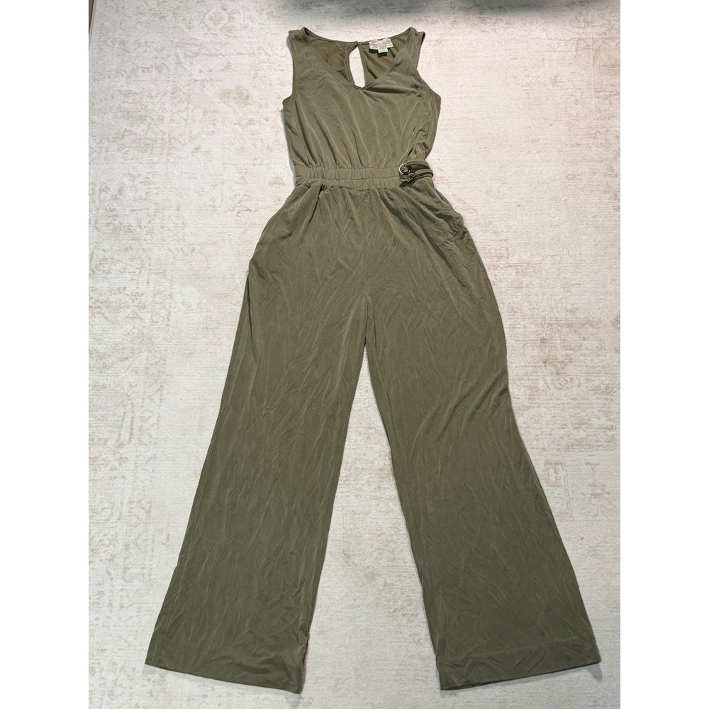 Saturday Sunday Anthropologie Olive Green Wide Leg Keyhole Jumpsuit XS